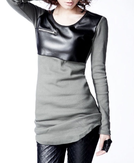 Knit Top with Faux Leather Front Chicnovacom